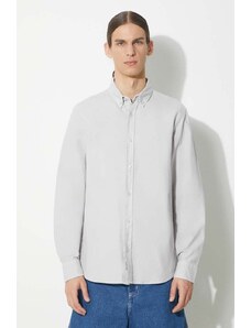 Βαμβακερό πουκάμισο Carhartt WIP Longsleeve Bolton Shirt ανδρικό, χρώμα: γκρι, I030238.1YEGD