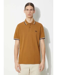 Βαμβακερό μπλουζάκι πόλο Fred Perry Twin Tipped Shirt χρώμα: καφέ, M12.V46