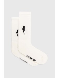 Κάλτσες Neil Barrett Bolt Cotton Skate Socks χρώμα: άσπρο, MY77116A-Y9400-526N