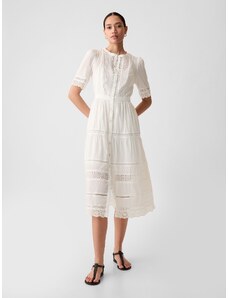 GAP Άσπρο Lace Midi Φόρεμα