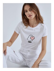 Celestino T-shirt με strass στάμπα λευκο για Γυναίκα