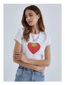 Celestino T-shirt φράουλα με strass λευκο για Γυναίκα