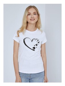 Celestino T-shirt με καρδιές και αστέρια λευκο για Γυναίκα