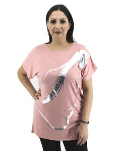 Marangi Γυναικεία Μπλούζα Σχέδιο Πρόσωπο 034-037 Ροζ