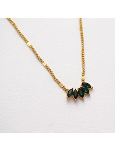 jewels4u Κολιέ με λαμπερό στέμμα από πράσινα ζιργκον - JWLS11967