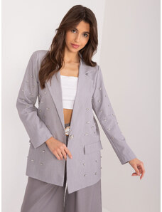 Fashionhunters Grey women's blazer with appliqués