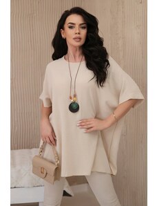 Kesi Oversized blouse with pendant in beige color