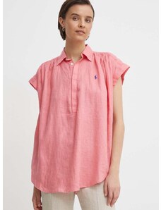Λευκή μπλούζα Polo Ralph Lauren χρώμα: ροζ, 211935131