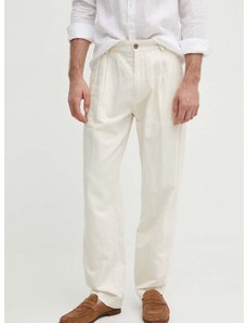 Παντελόνι Pepe Jeans RELAXED PLEATED LINEN PANTS χρώμα: μπεζ, PM211700