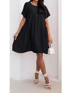 Owtwo Φόρεμα κοντομάνικο oversized 100% βισκόζ - Black (Μαύρο)