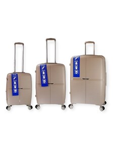 RCM Βαλίτσες Ταξιδιού Μπεζ με 4 Ρόδες Σετ 3τμχ