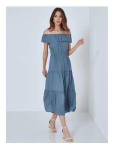 Celestino Μονόχρωμο φόρεμα με ακάλυπτους ώμους μπλε ραφ για Γυναίκα