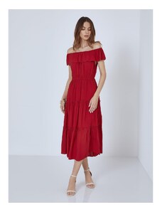 Celestino Μονόχρωμο φόρεμα με ακάλυπτους ώμους κοκκινο σκουρο για Γυναίκα
