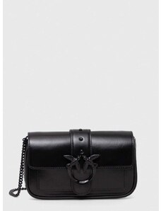 Δερμάτινη τσάντα ώμου Pinko χρώμα: μαύρο, 100061 A124