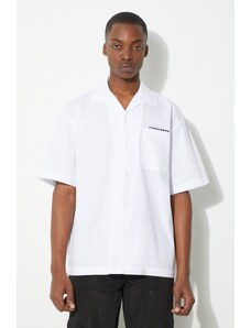 Βαμβακερό πουκάμισο Carhartt WIP S/S Link Script Shirt ανδρικό, χρώμα: άσπρο, I033026.00AXX