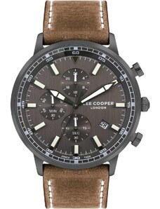 LEE COOPER Chronograph Men's - LC07943.064, Grey case with Brown Leather Strap