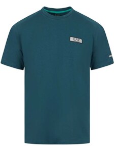 EA7 Emporio Armani T-shirt κανονική γραμμή πετρόλ πολυεστέρας