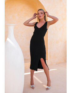Joy Fashion House Jolie μίντι φόρεμα εφαρμοστό ριπ μαύρο