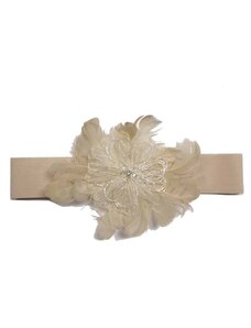 PerfectDress.gr vintage ελαστική ζώνη flower feather beige