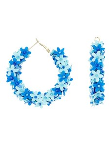 PerfectDress.gr vintage '60s σκουλαρίκια κρίκοι flowers μπλε