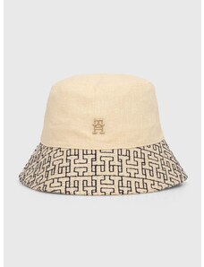 Λινό καπέλο Tommy Hilfiger χρώμα: μπεζ, AW0AW16043