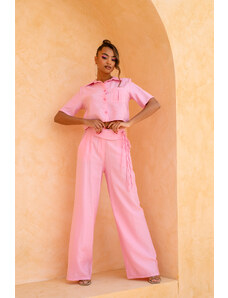 Joy Fashion House Gary σετ πουκάμισο-παντελόνα ροζ
