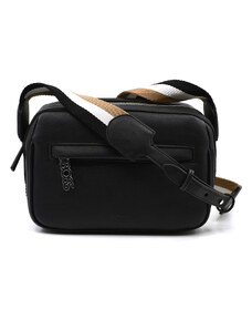 Boss Faux Leather Crossbody Bag In Crinkle Effect-Black