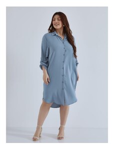 Celestino Σεμιζιέ φόρεμα με κλασικό γιακά μπλε ραφ για Γυναίκα