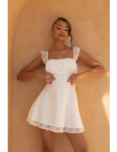 Joy Fashion House Heidi μίνι φόρεμα με δαντέλα λευκό