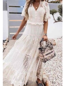 PerfectDress.gr boho luxe φόρεμα δαντέλα Lacey maxi ivory
