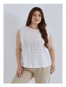 Celestino Κεντητή μπλούζα με λεπτομέρειες δαντέλας λευκο για Γυναίκα