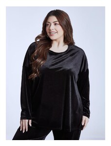 Celestino Βελούδινη μακριά μπλούζα μαυρο για Γυναίκα