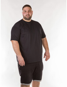 Double Μονόχρωμο Ανδρικό T-Shirt Plus Size - Μαύρο