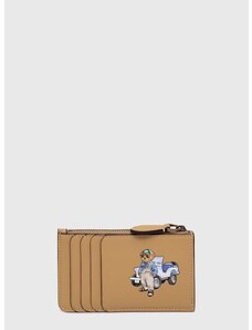 Δερμάτινο πορτοφόλι Polo Ralph Lauren γυναικείο, χρώμα: μπεζ, 427937675