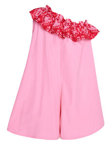 Islandboutique Cycladic Muse Embroidered Ruffle Playsuit Kid Pink