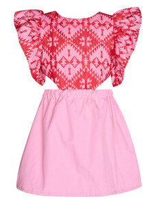 Islandboutique Cycladic Muse 2 Piece Embroidered Dress Kid+ Pink