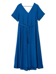 Islandboutique Satin Ecovero V Neck Dress Philosophy Blue
