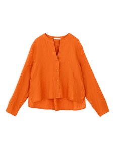 Islandboutique Linen Cropped Shirt Philosophy Orange