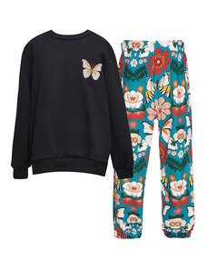 Islandboutique WICKED BUTTERFLY SET W/EMBROIDERED TOP & PRINTED SLOUCHY PANTS Print