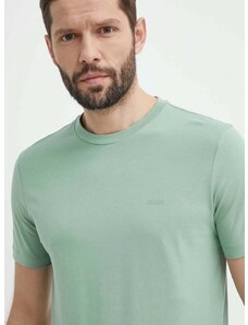Βαμβακερό μπλουζάκι BOSS ανδρικά, χρώμα: πράσινο