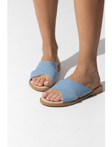 LOVEFASHIONPOINT Sandals Soft Γυναικεία Μπλε Τζιν Ανοιχτό Υφασμάτινο