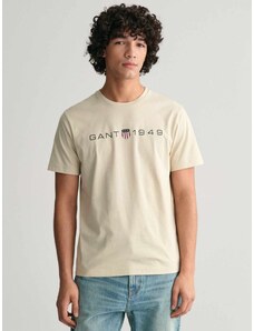 Gant T-shirt κανονική γραμμή μπεζ βαμβακερό