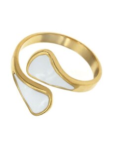 QueenBee Δαχτυλίδι Χρυσό Κρίνος - Χρυσό - Λευκό