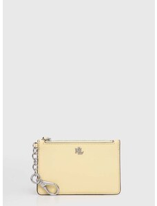 Δερμάτινο πορτοφόλι Lauren Ralph Lauren γυναικεία, χρώμα: κίτρινο