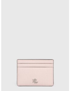 Δερμάτινη θήκη για κάρτες Lauren Ralph Lauren χρώμα: ροζ