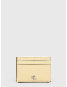 Δερμάτινη θήκη για κάρτες Lauren Ralph Lauren χρώμα: κίτρινο