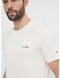 Βαμβακερό μπλουζάκι Tommy Hilfiger ανδρικό, χρώμα: μπεζ, MW0MW34436