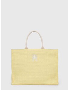 Τσάντα παραλίας Tommy Hilfiger χρώμα: κίτρινο, AW0AW16410
