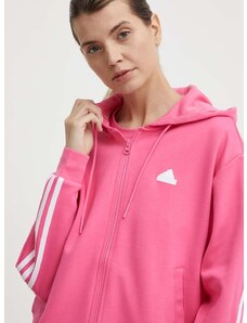 Μπλούζα adidas χρώμα: ροζ, με κουκούλα, IS3877