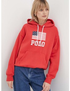 Μπλούζα Polo Ralph Lauren χρώμα: κόκκινο, με κουκούλα, 211935600